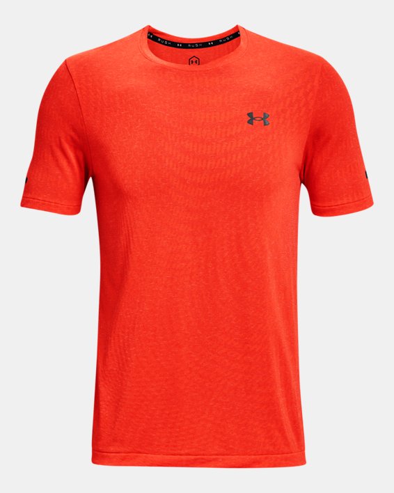 Men's UA RUSH™ HeatGear® Seamless Illusion Short Sleeve, Orange, pdpMainDesktop image number 5